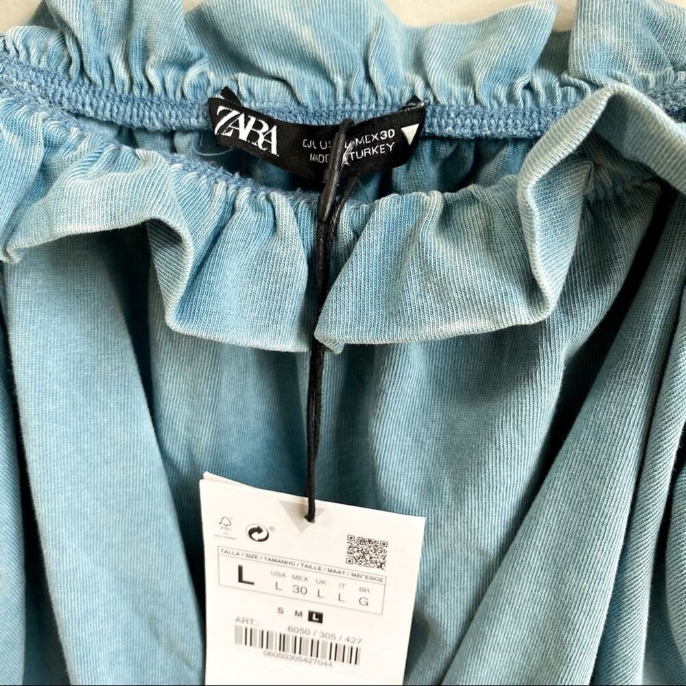 NWT Zara Blue Ruffle Crop Top - Picture 5 of 7